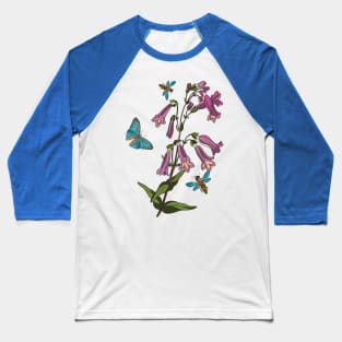 botanical illustration of the bell, butterfly and wasp plants Baseball T-Shirt